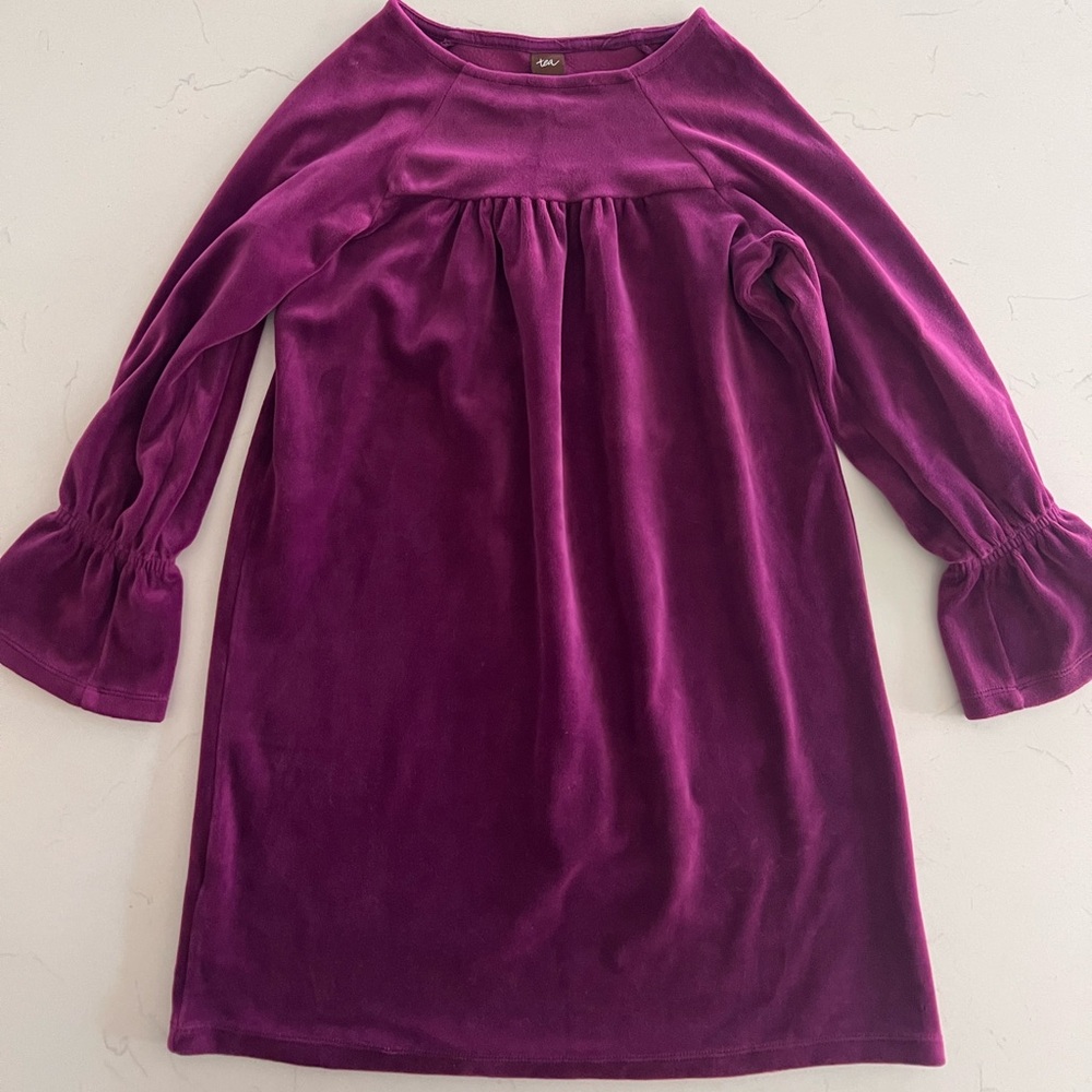 Tea Collection Girls SOFT Velour stretch Dress - Gem Purple